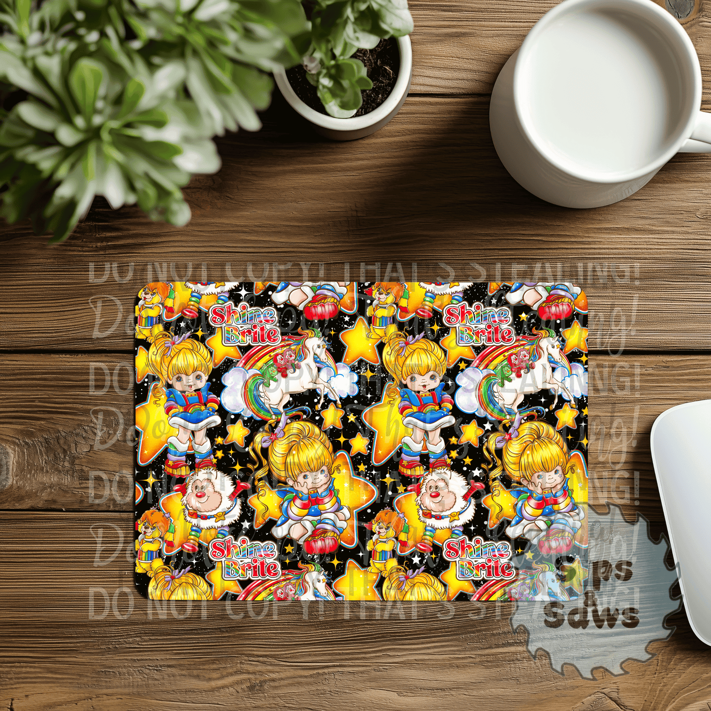 Rainbow Bright Black Sublimation Mouse Pad