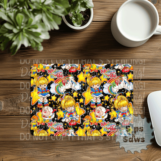 Rainbow Bright Black Sublimation Mouse Pad