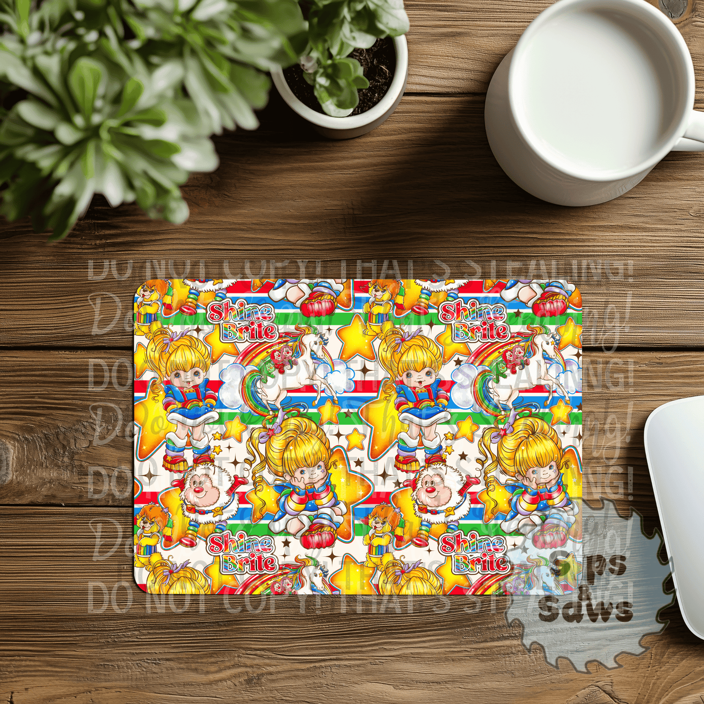 Rainbow Bright White Sublimation Mouse Pad