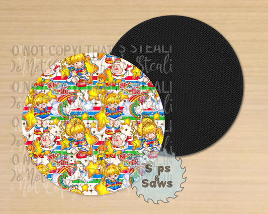 Rainbow Bright White Sublimation Coaster