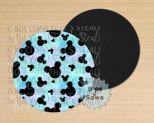 Black, Blue & Green Mouse Heads Sublimation Coaster
