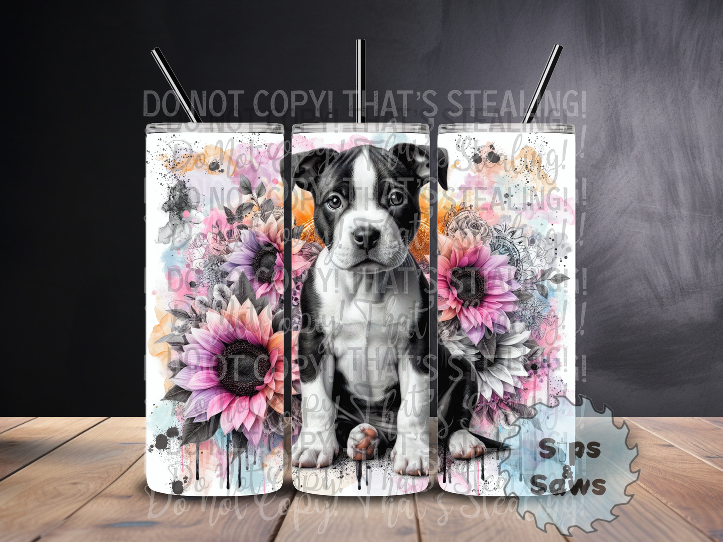 20oz Black Staffy  Sublimation Tumbler