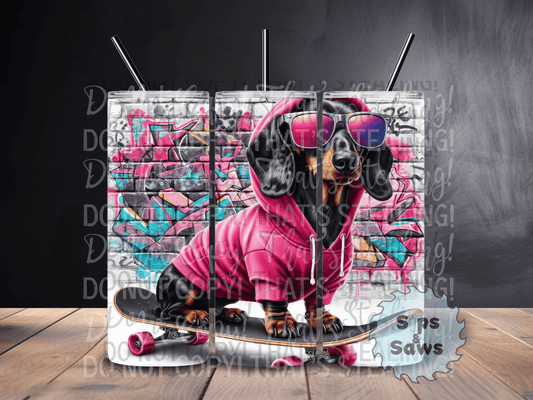 20oz Skater Dachshund Tumbler