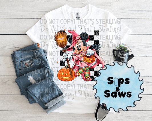 Checkered Pink Mouse DTF