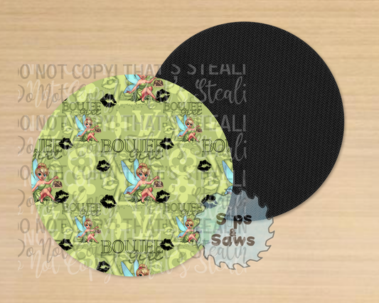 Designer Green Fairy Sublimation Coaster