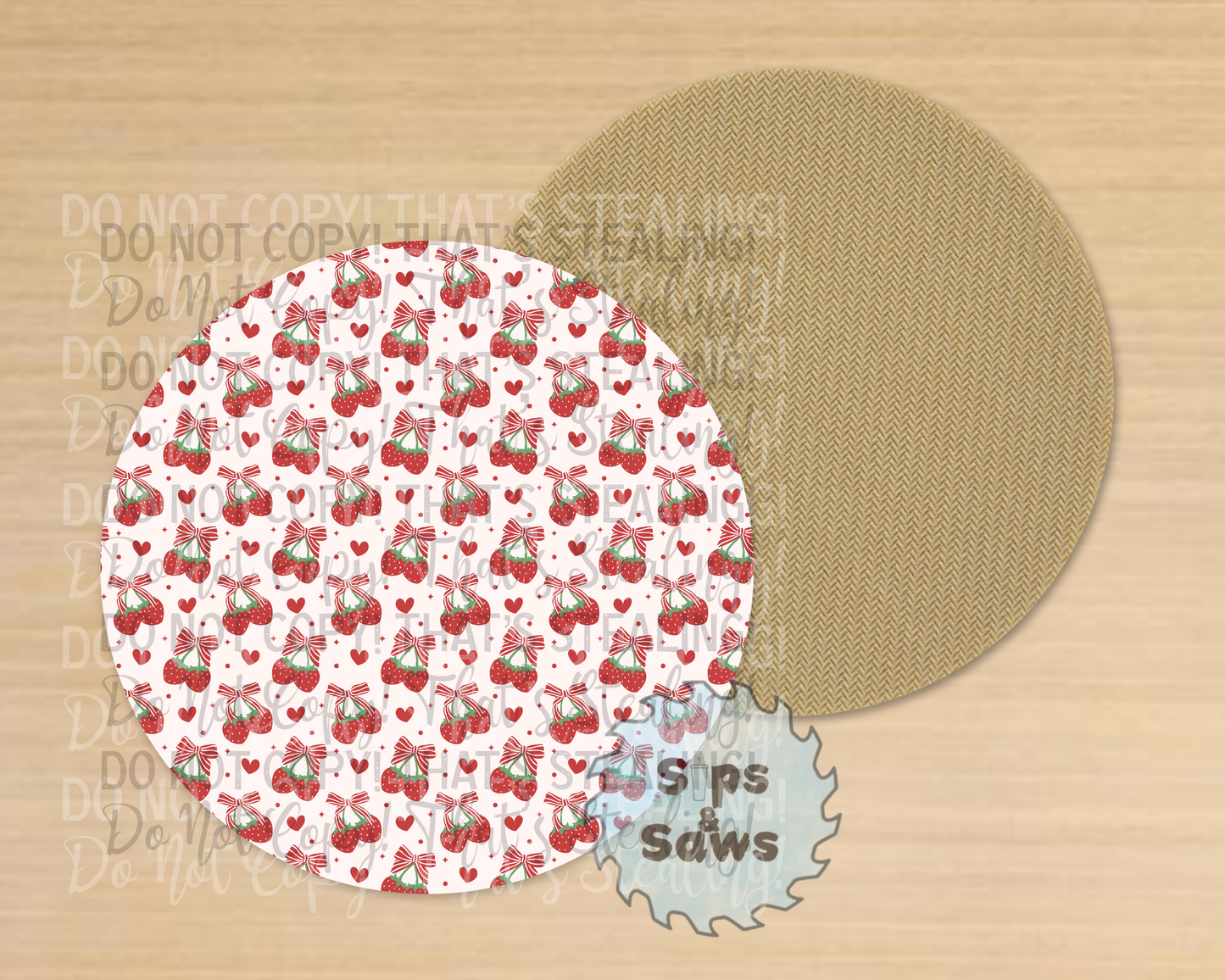 Strawberries & Hearts Sublimation Coaster