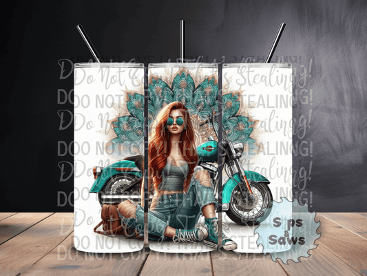 20oz Teal Bike Tumbler