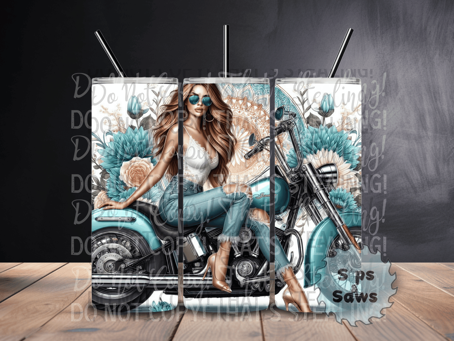 20oz Turquoise Bike Tumbler