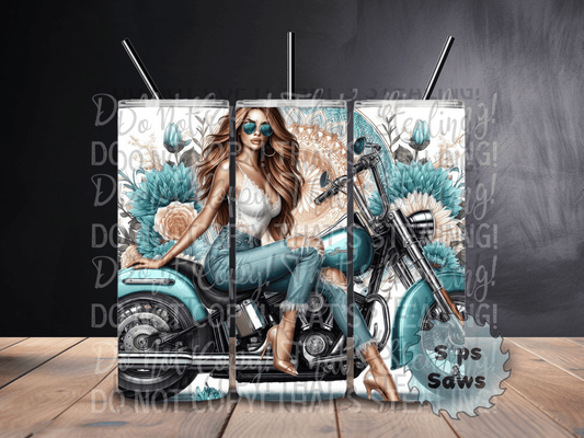20oz Turquoise Bike Tumbler