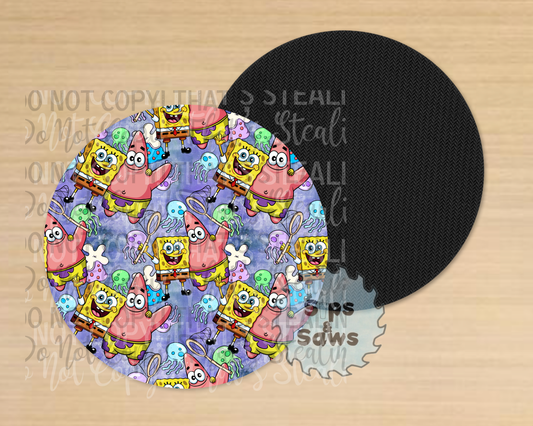 Cartoon Sponge Grey Sublimation Coaster