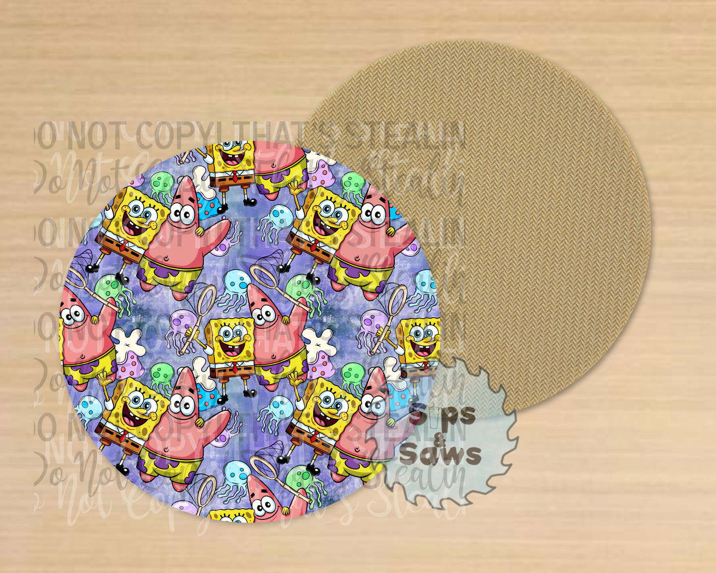 Cartoon Sponge Grey Sublimation Coaster
