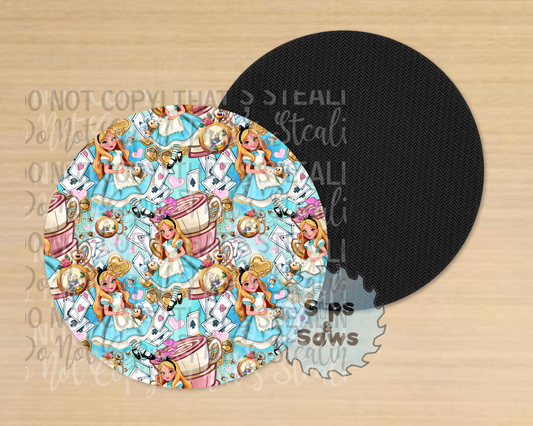 Alice Green & Blue Sublimation Coaster