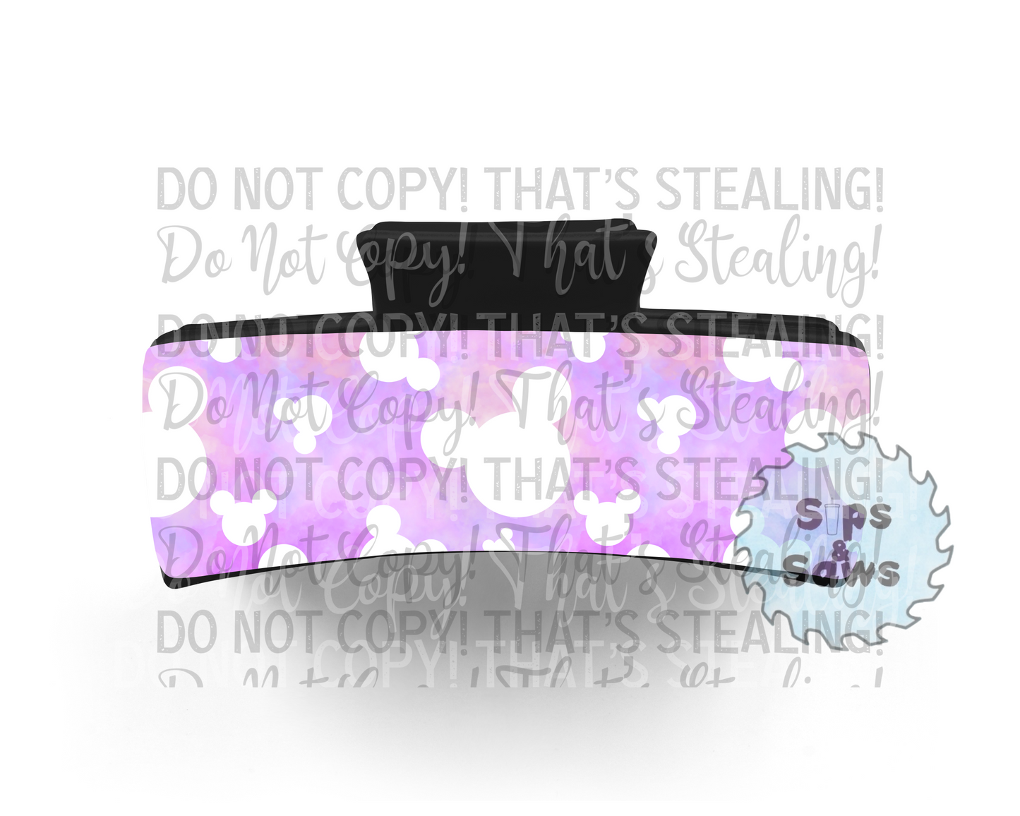 White Mouse Head Pink & Purple Sublimation Hair Clip