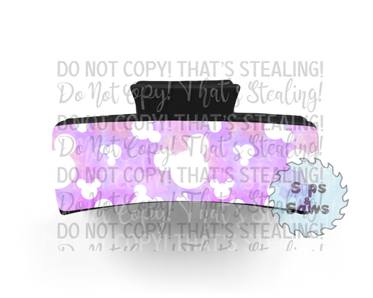 White Mouse Head Pink & Purple Sublimation Hair Clip
