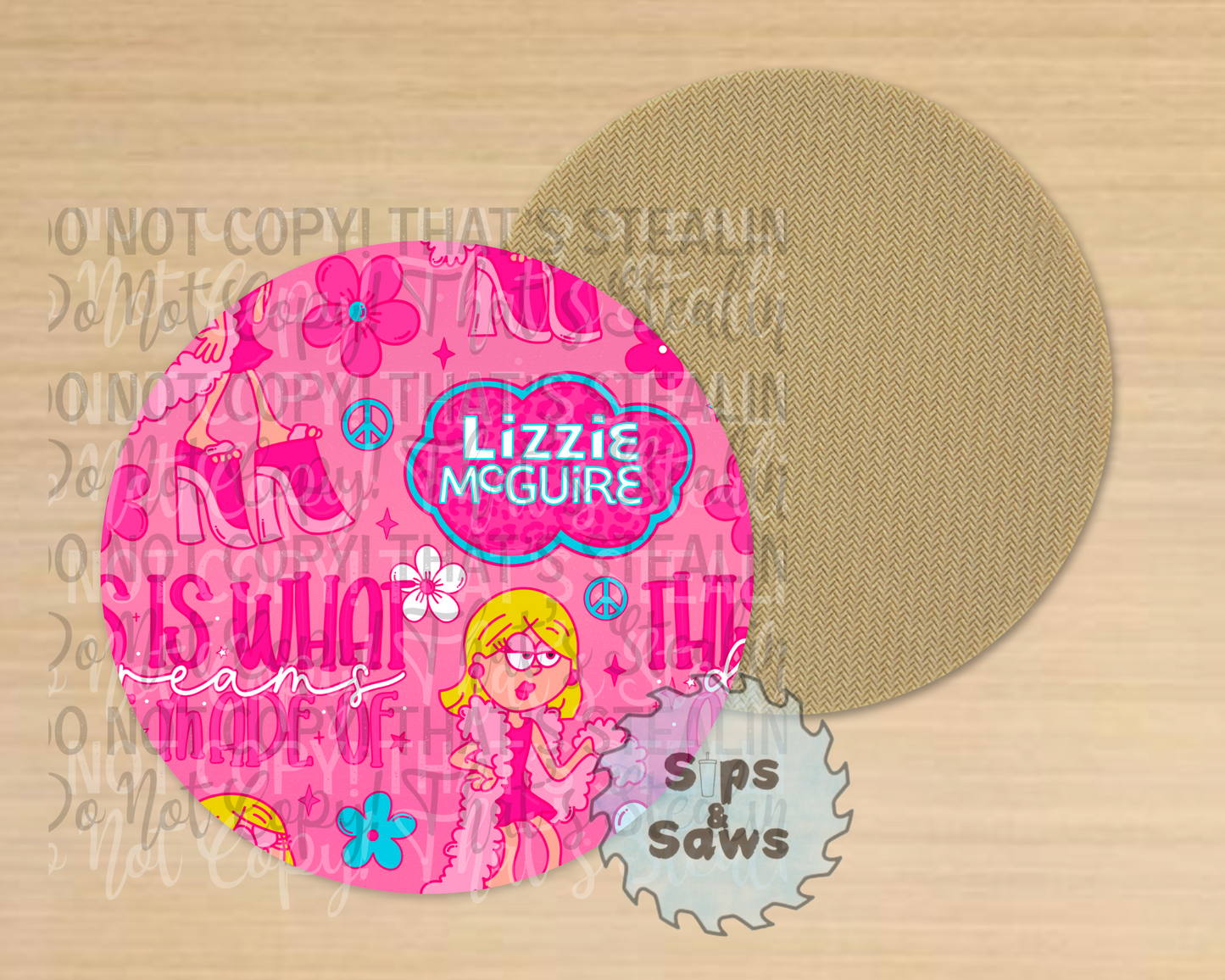 Lizzie Pink Sublimation Coaster