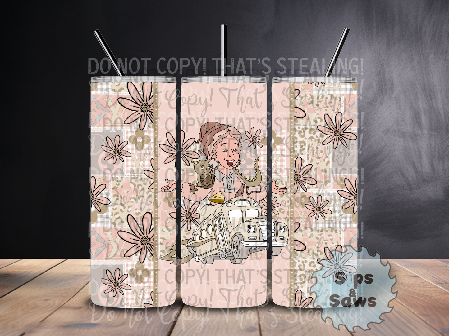 20oz  Beige Magic School Bus Sublimation Tumbler