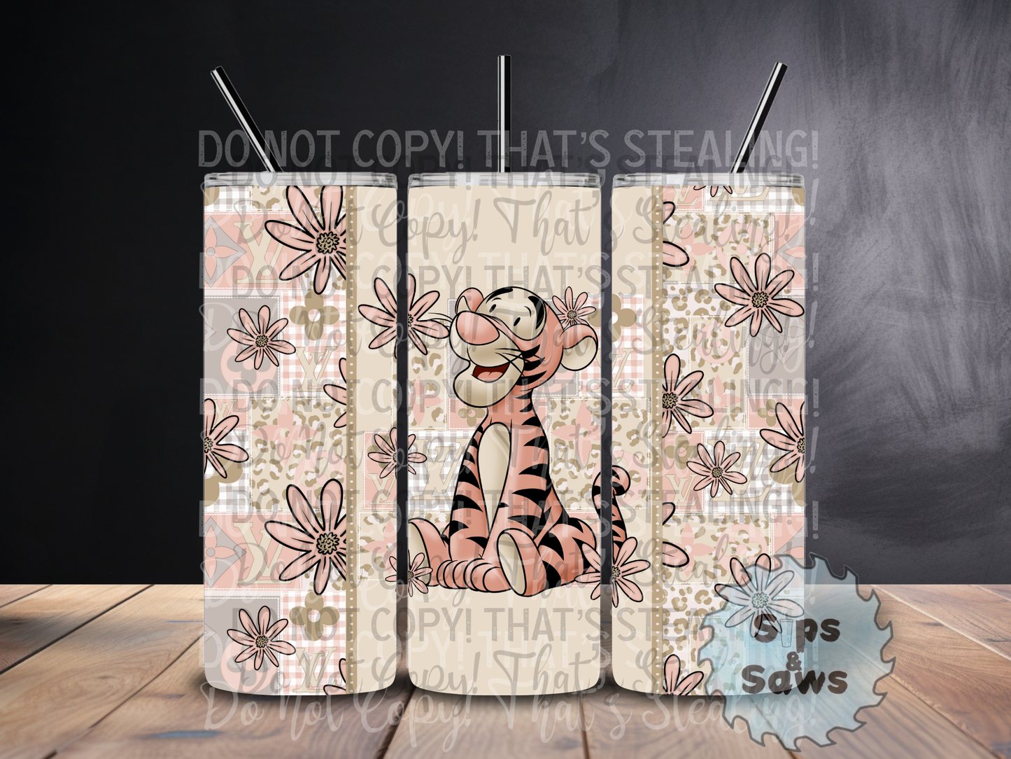 20oz Beige Tigger Sublimation Tumbler