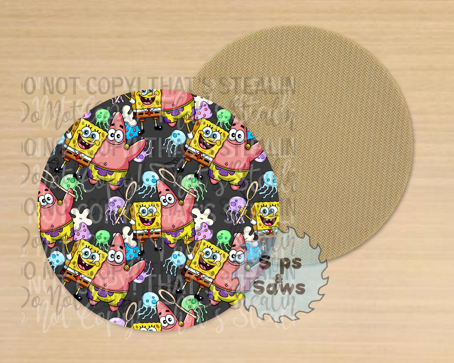 Cartoon Sponge Black Sublimation Coaster