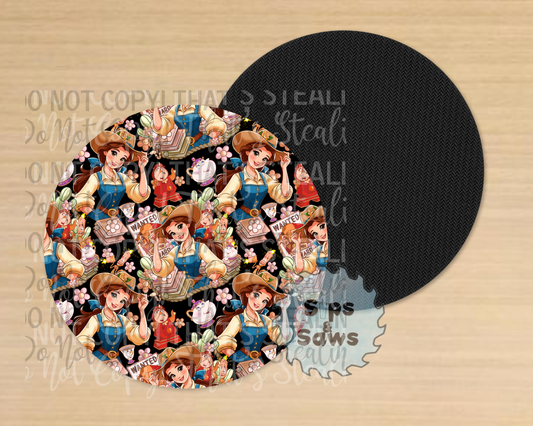 Southern Belle Black Sublimation Coaster