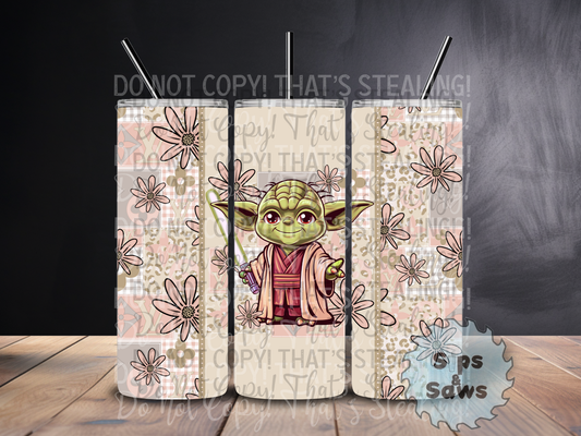 20oz Beige Yoda Sublimation Tumbler