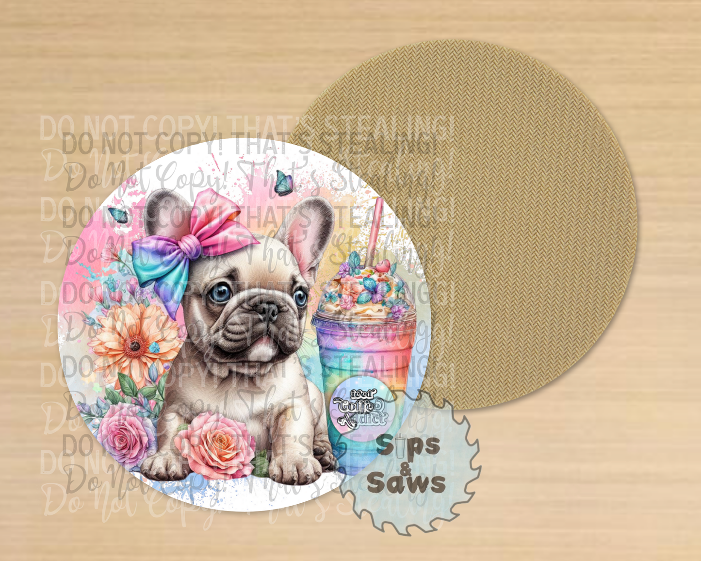 Rainbow Frenchie Sublimation Coaster