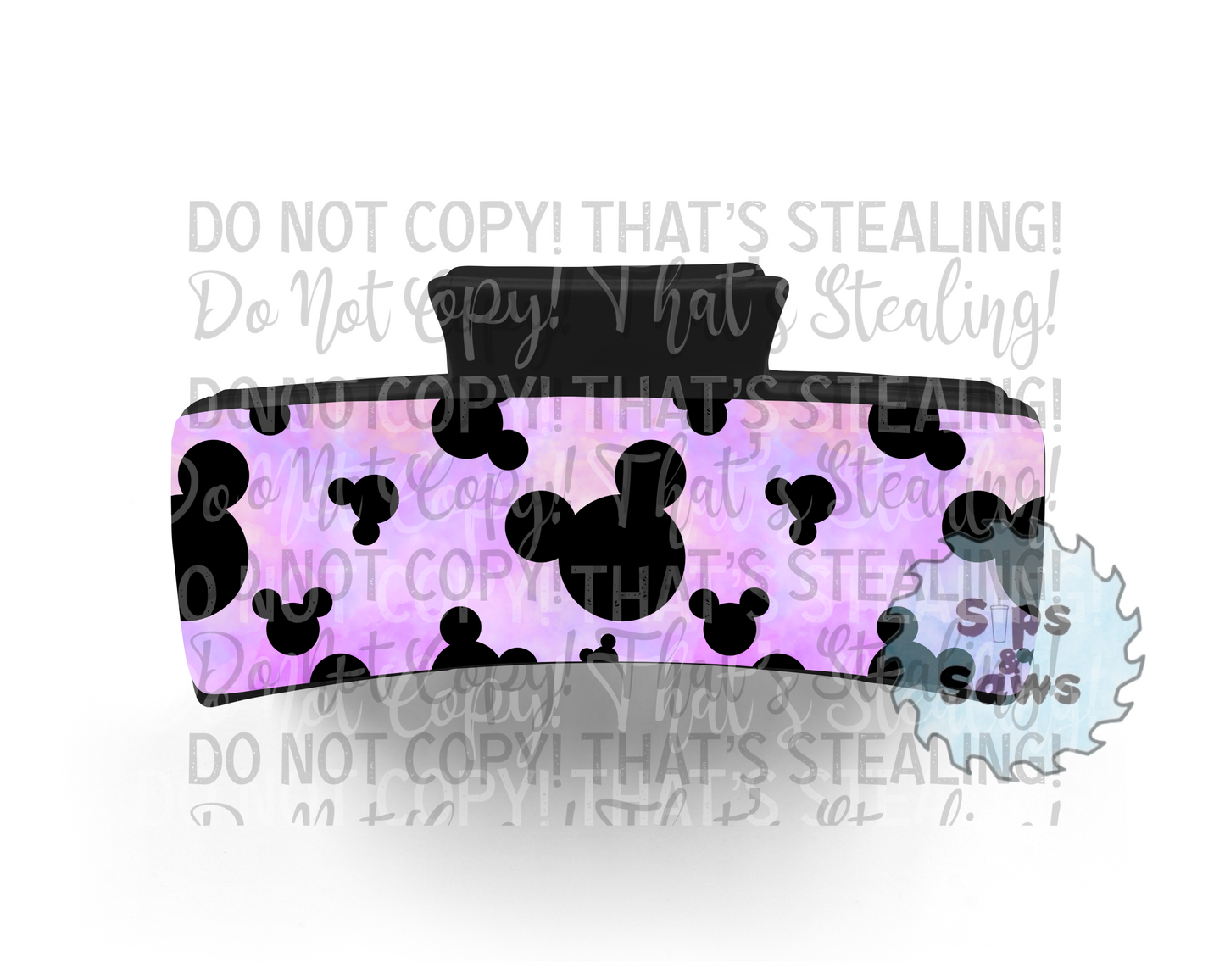 Black Mouse Head Pink & Purple Black Sublimation Hair Clip