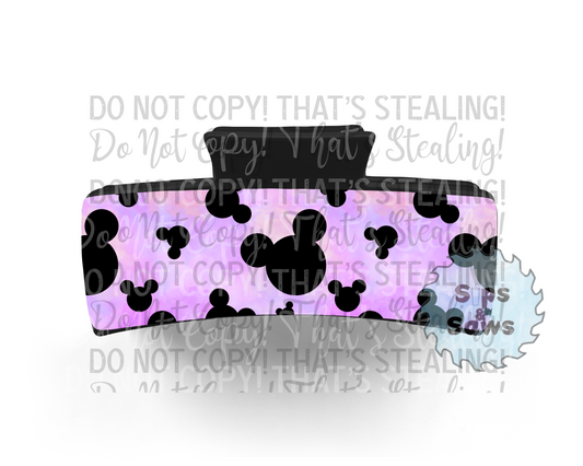 Black Mouse Head Pink & Purple Black Sublimation Hair Clip