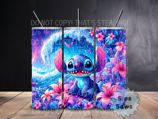 20oz Blue Alien Wave Sublimation Tumbler