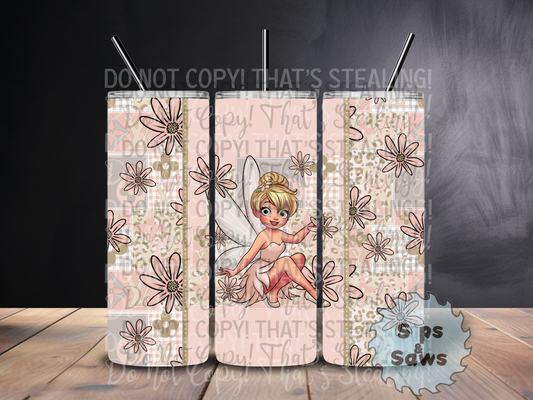 20oz Beige Green Fairy Sublimation Tumbler