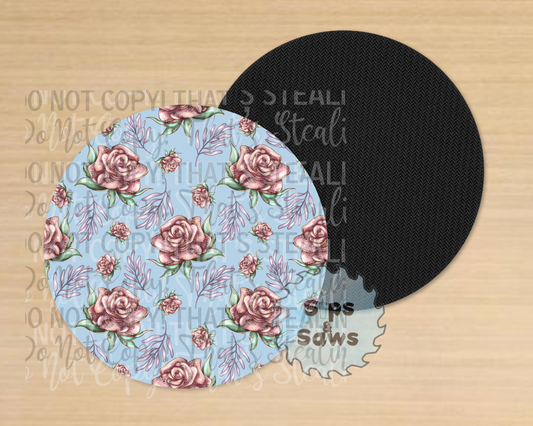 Blue Roses Sublimation Coaster
