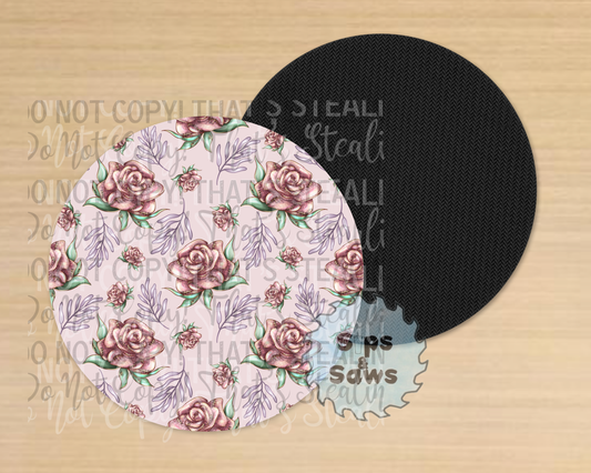 Pink Roses Sublimation Coaster