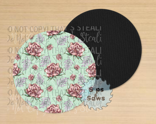 Green Roses Sublimation Coaster