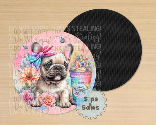 Rainbow Frenchie Sublimation Coaster