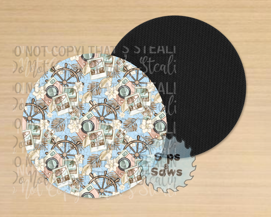 Take Me Away Blue Sublimation Coaster