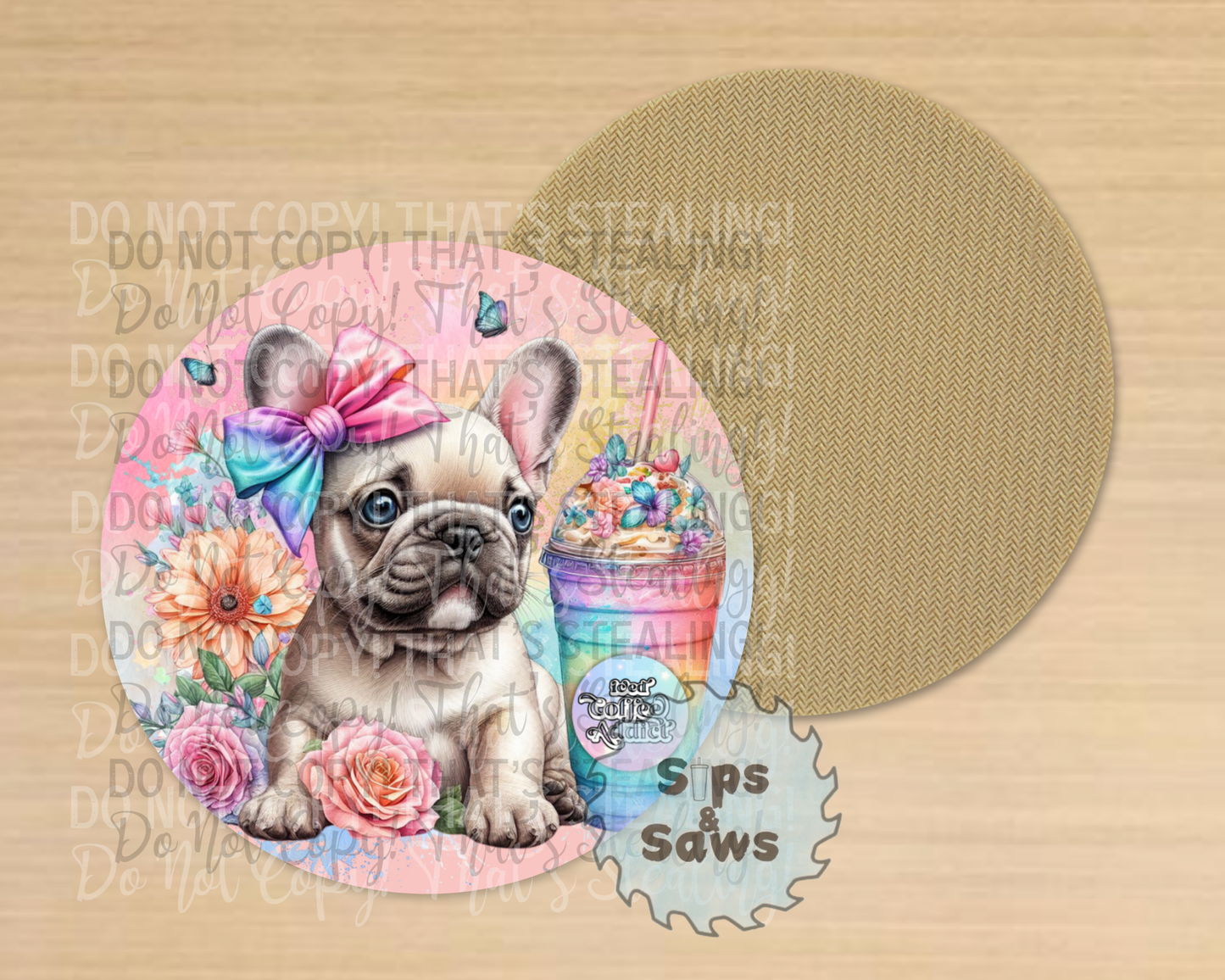Rainbow Frenchie Sublimation Coaster
