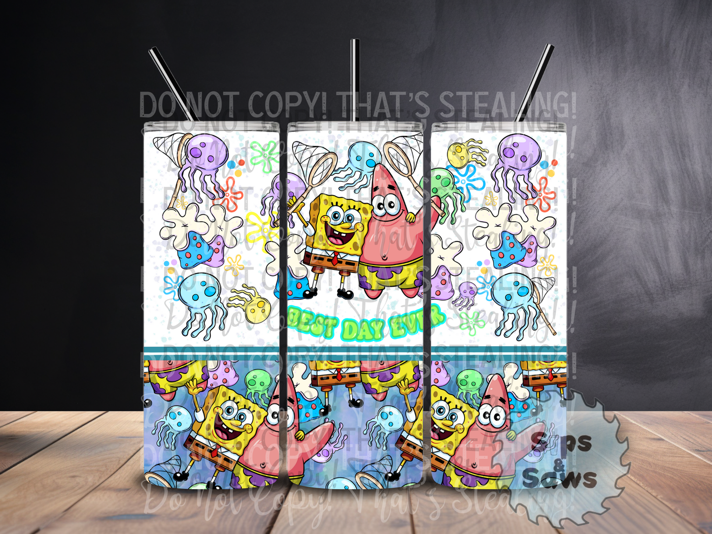 20oz Cartoon Sponge Best Day Ever Sublimation Tumbler