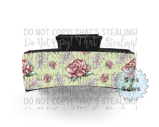 Green Roses Sublimation Hair Clip