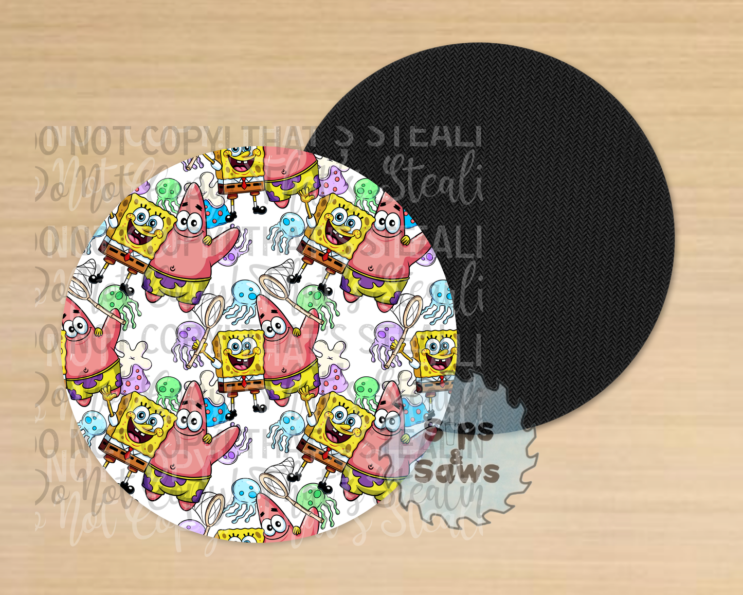 Cartoon Sponge White Sublimation Coaster
