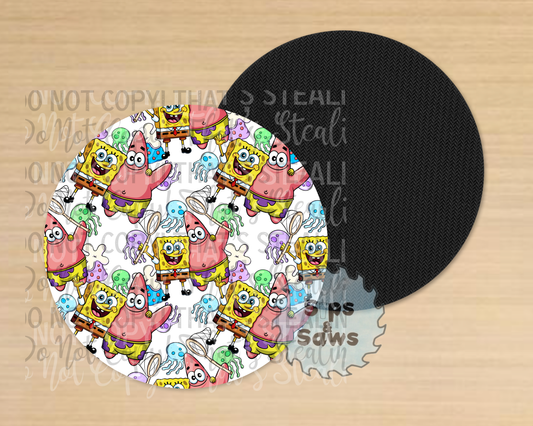 Cartoon Sponge White Sublimation Coaster