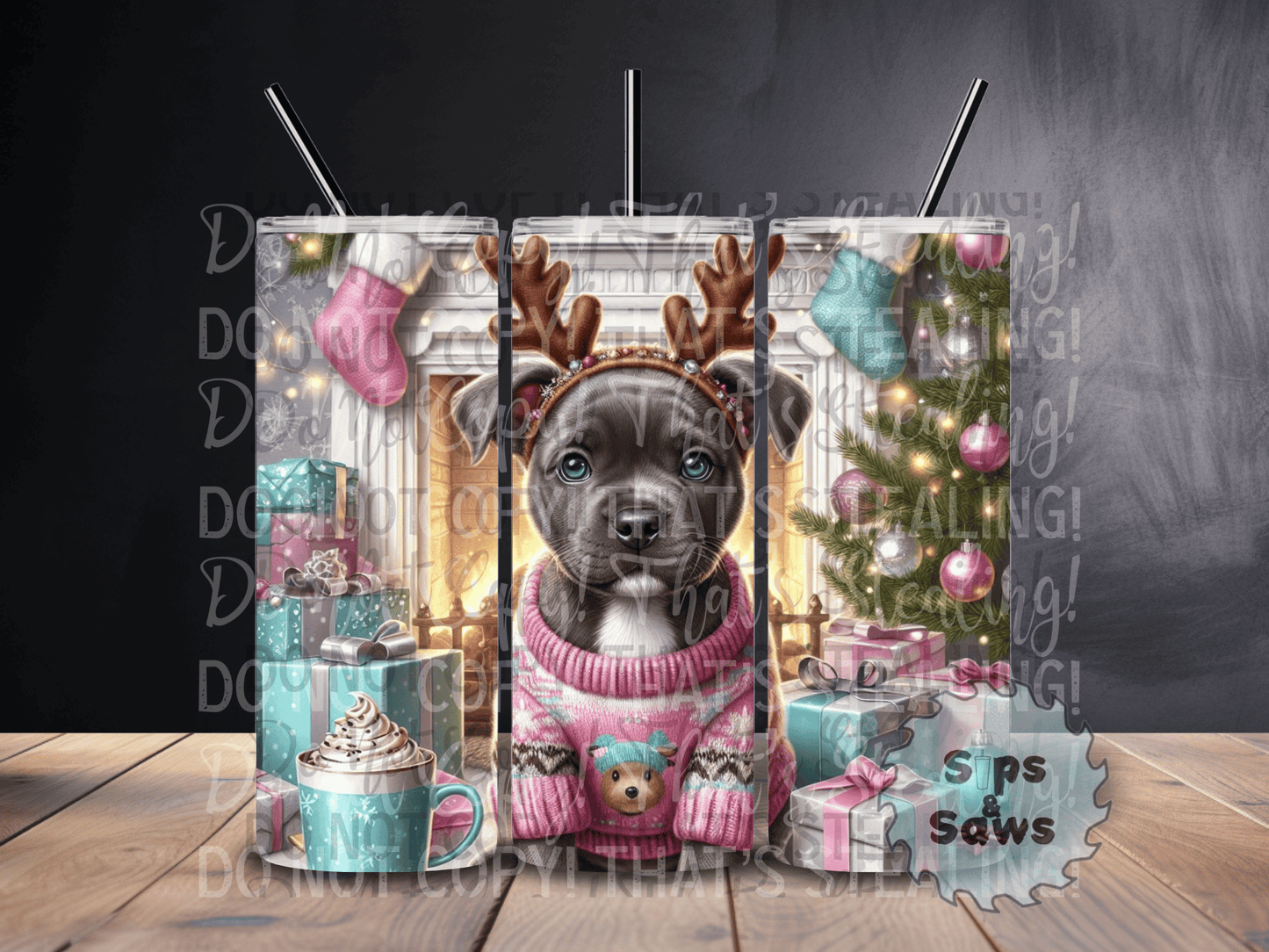 20oz Christmas Staffy Tumbler