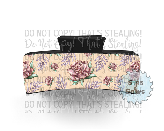 Tan Roses Sublimation Hair Clip