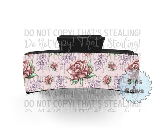 Pink Roses Sublimation Hair Clip