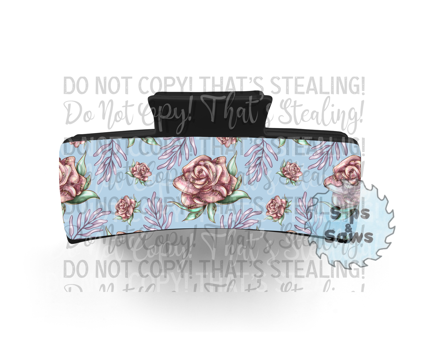 Blue Roses Sublimation Hair Clip