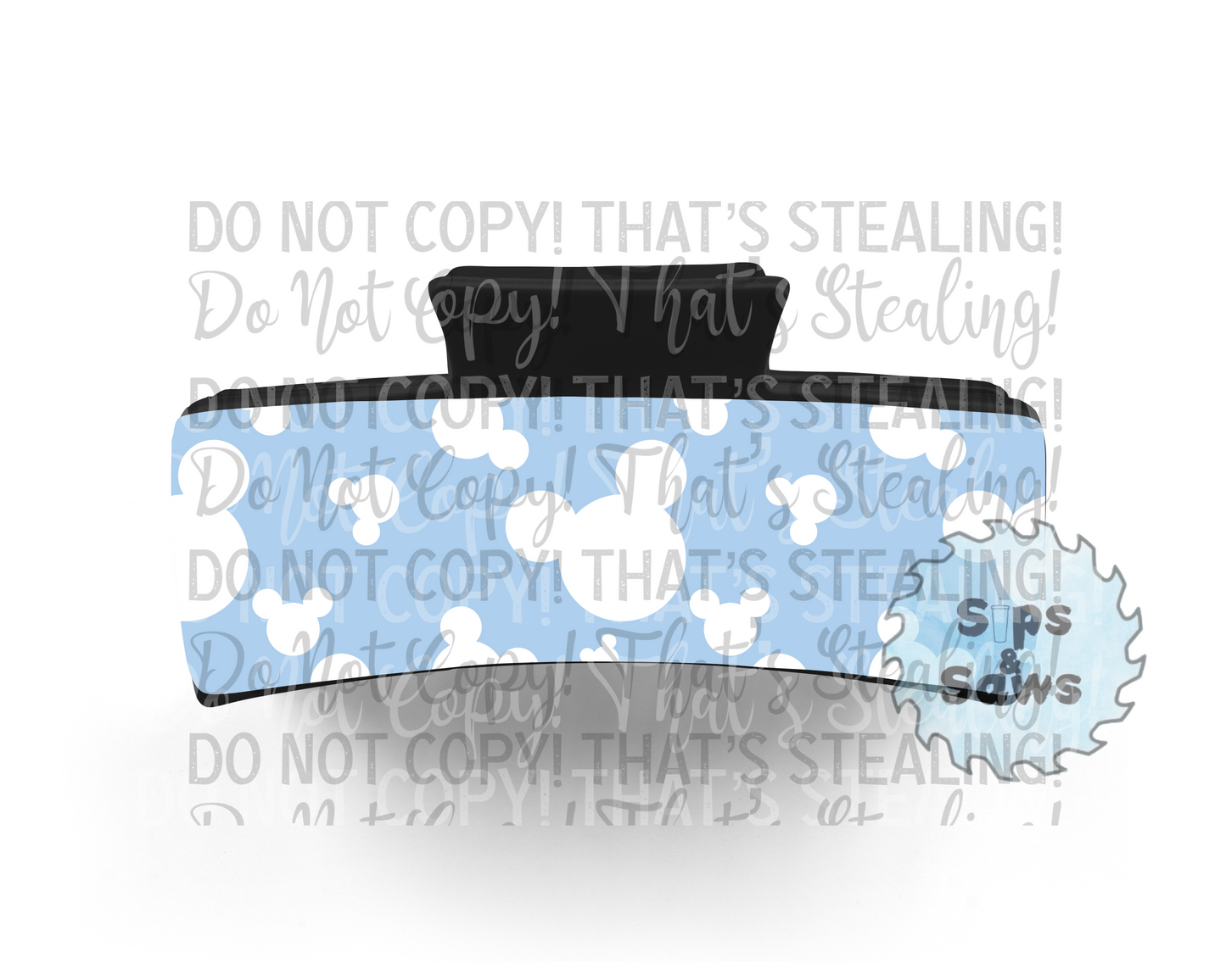 White Mouse Head Blue Sublimation Hair Clip