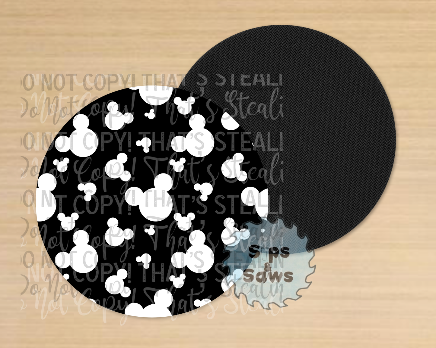 Black Mouse Heads Sublimation Coaster