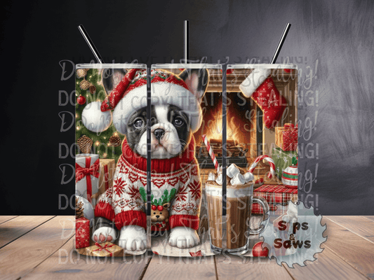 20oz Christmas Frenchie Tumbler
