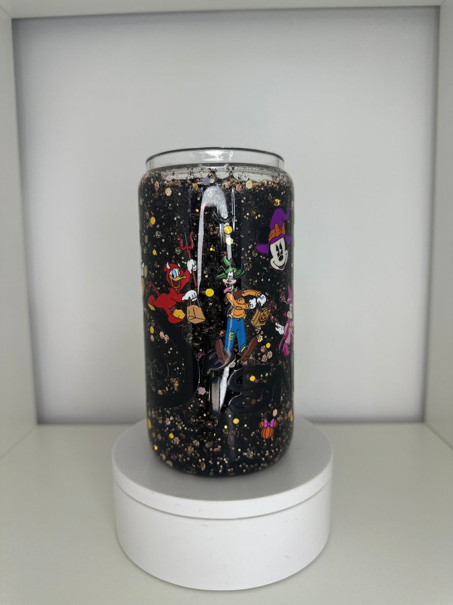 16oz Glass Libby Halloween Disney Snow Globe Tumbler
