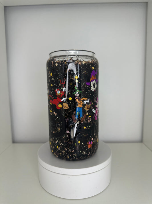 16oz Glass Libby Halloween Disney Snow Globe Tumbler