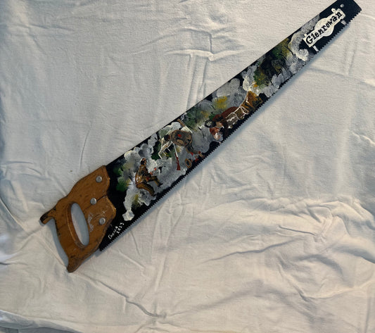 Hand Painted Black Ned Kelly Hand Saw