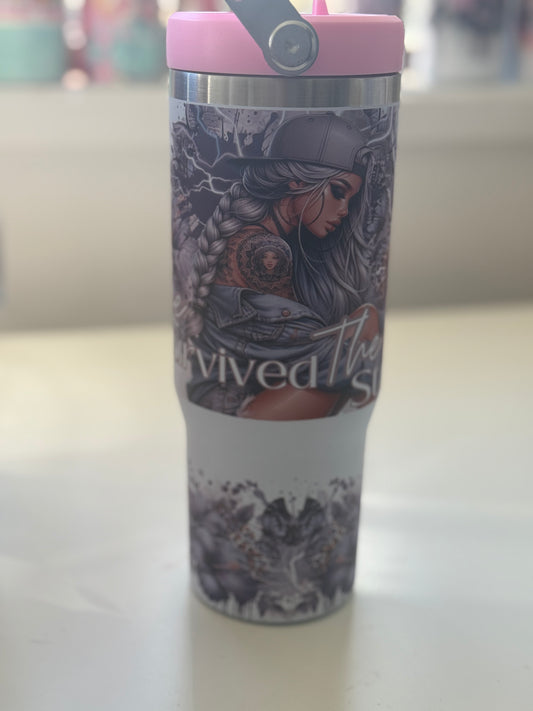 30oz Handle She Survived The Storm